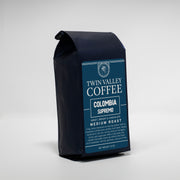 Twin Valley Coffee Colombia Supremo coffee bag on a white background