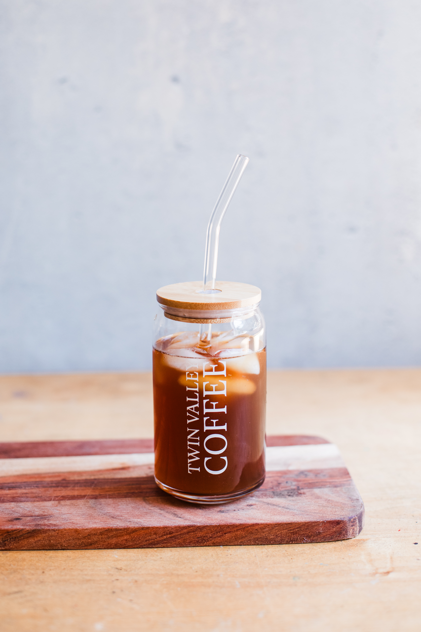 Signature Glass Can Cup w/straw & lid