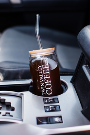 Signature Glass Can Cup w/straw & lid